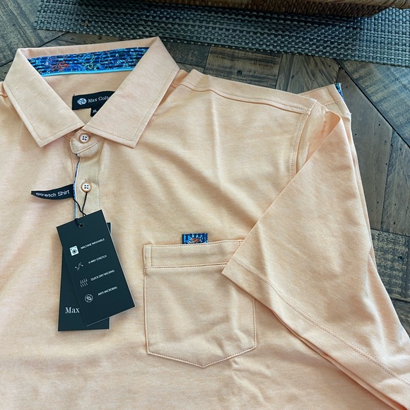 Mens polo. Max Colton brand. Coral/orange. - Picture 4 of 4